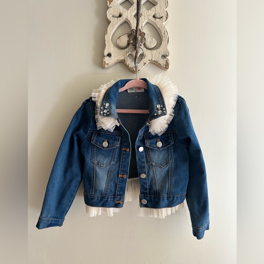 Denim jacket with ruffles size 4 T